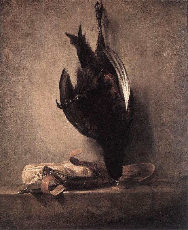 jean-Baptiste-Simeon Chardin Still-Life with Dead Pheasant and Hunting Bag oil painting picture